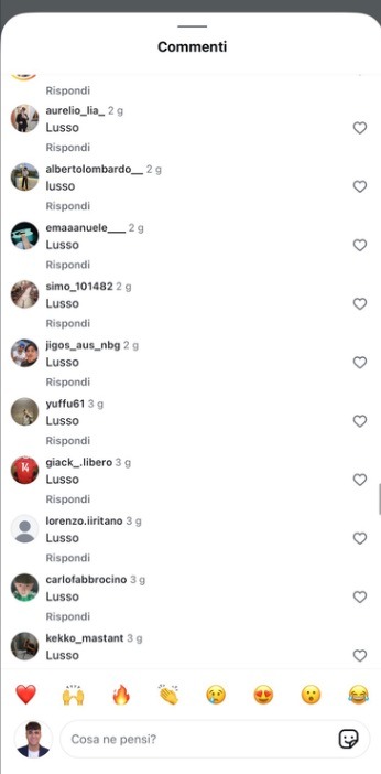 Commenti Instagram — Lusso